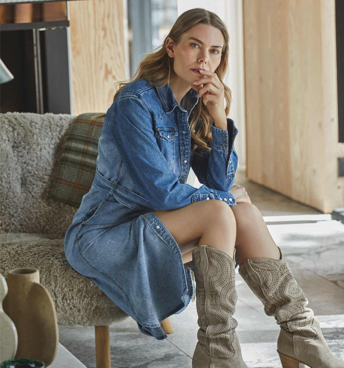 Faded denim dress - Denim