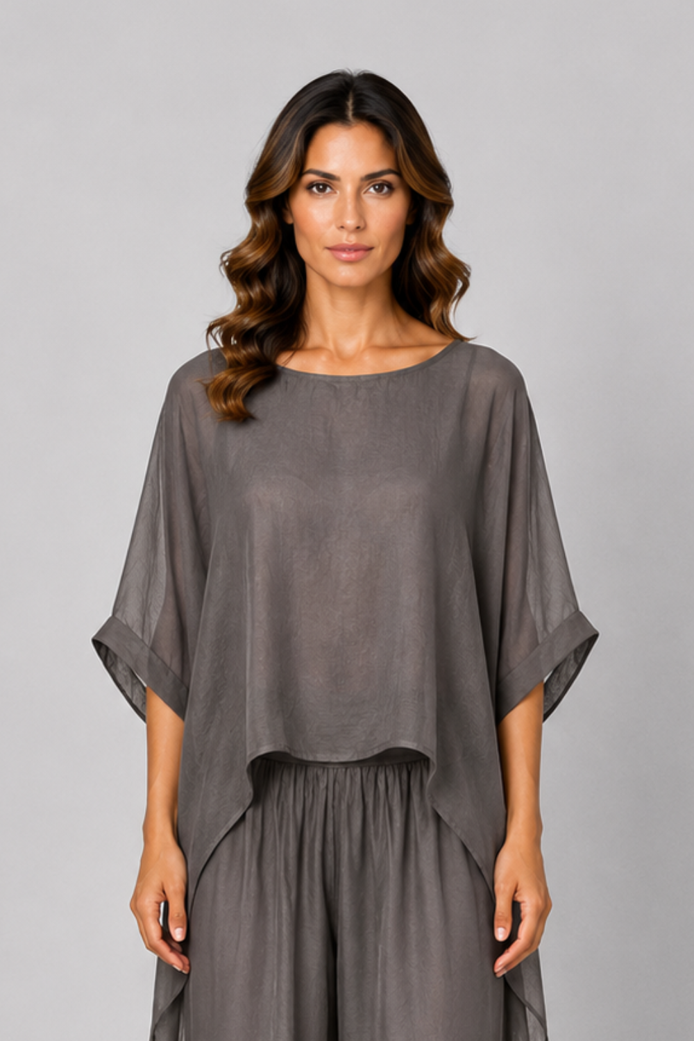 Silky bat Blouse - Grey