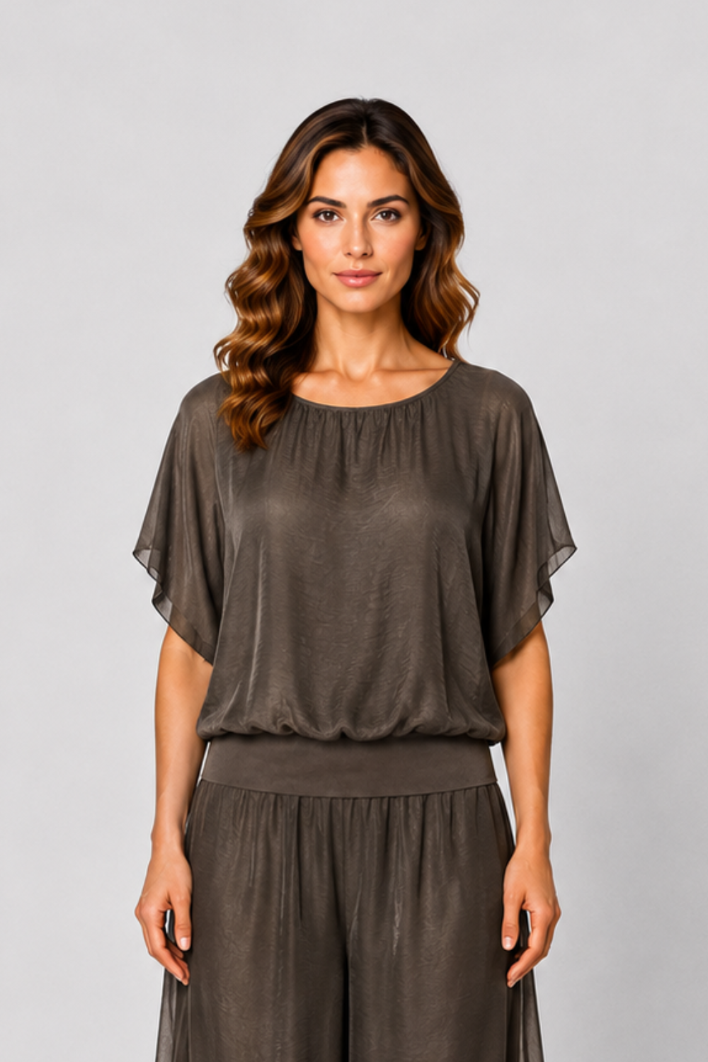 Silky ss Blouse - Choco