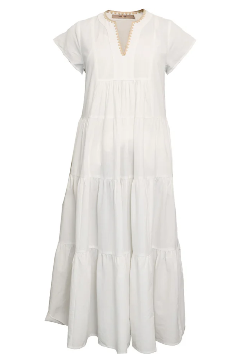 Beckie Lång Klänning - Vit Med Sand