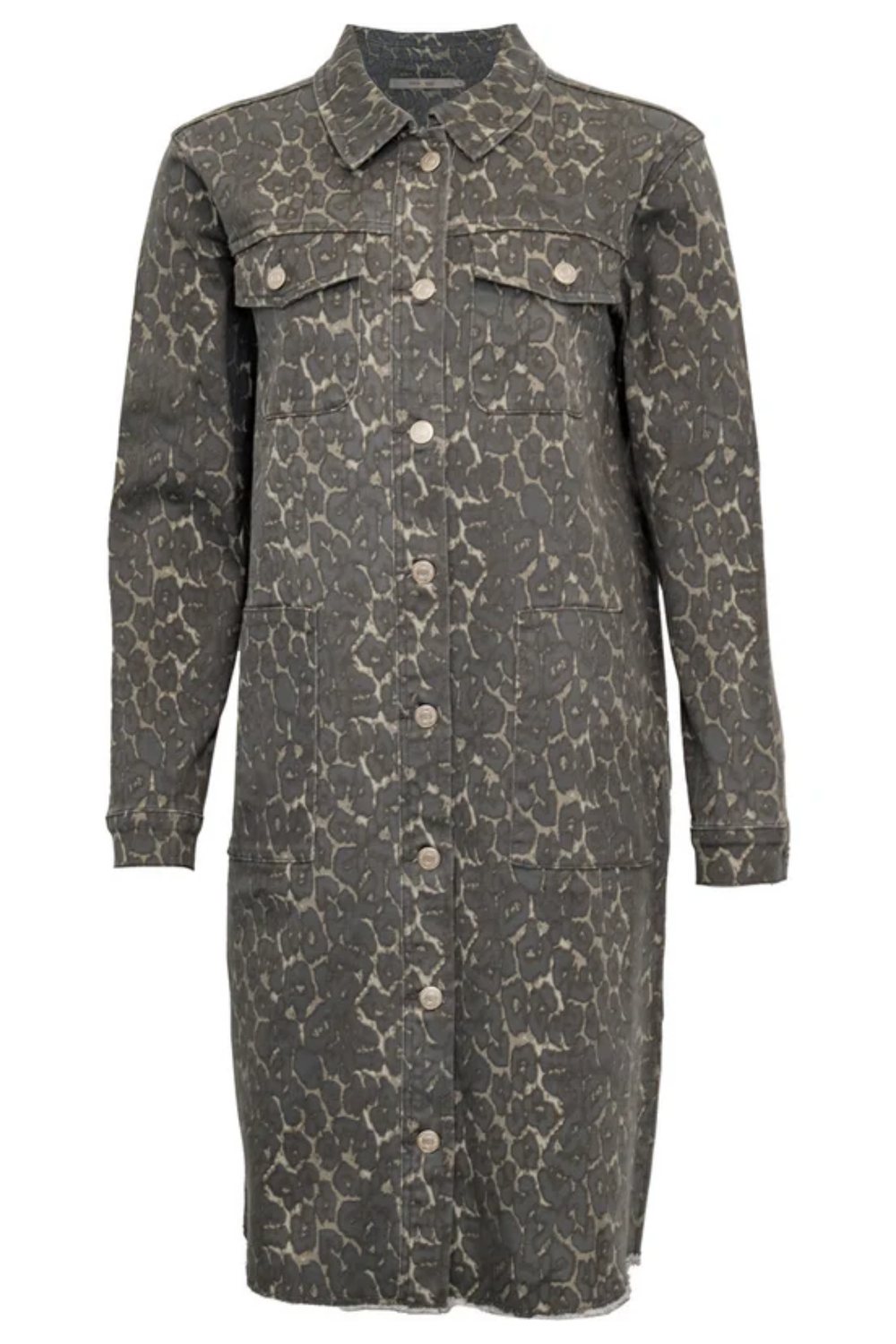 Foxy Leopard Solid Long Jacket - Grey Leo