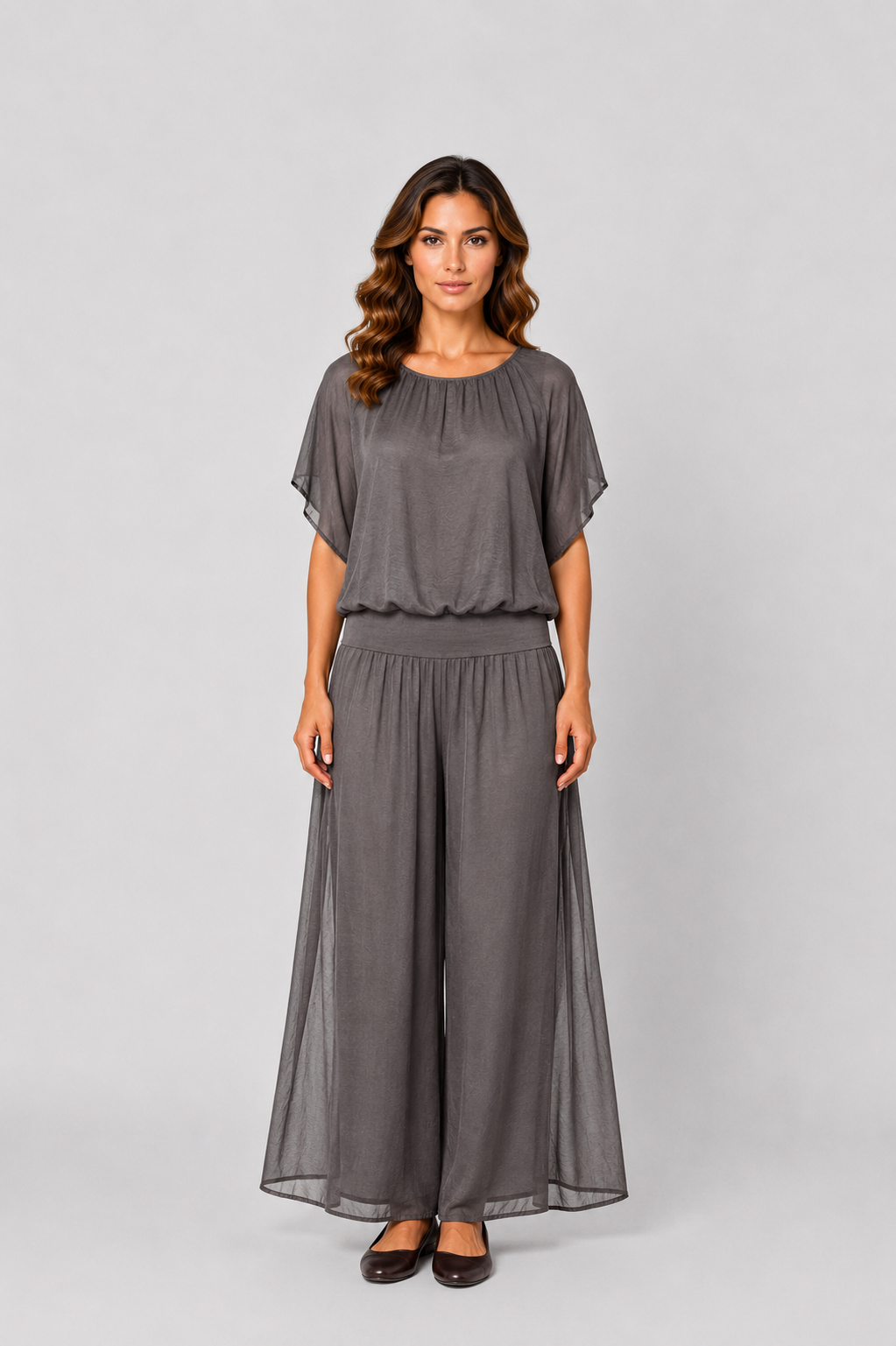Costamani Silky ss Blouse Blouse Grey