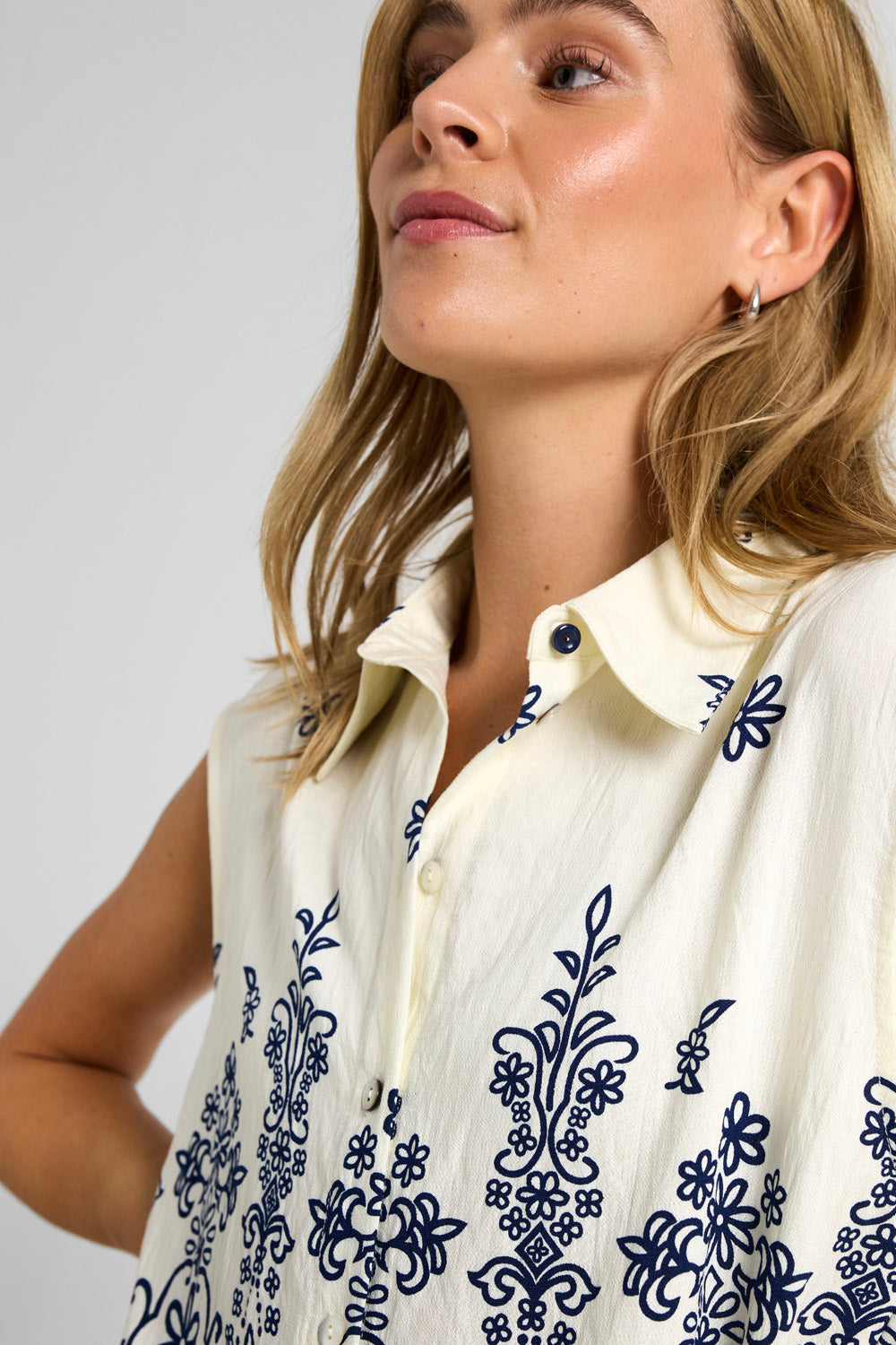 Costamani Wishi Top Tops Sea Blue Flower