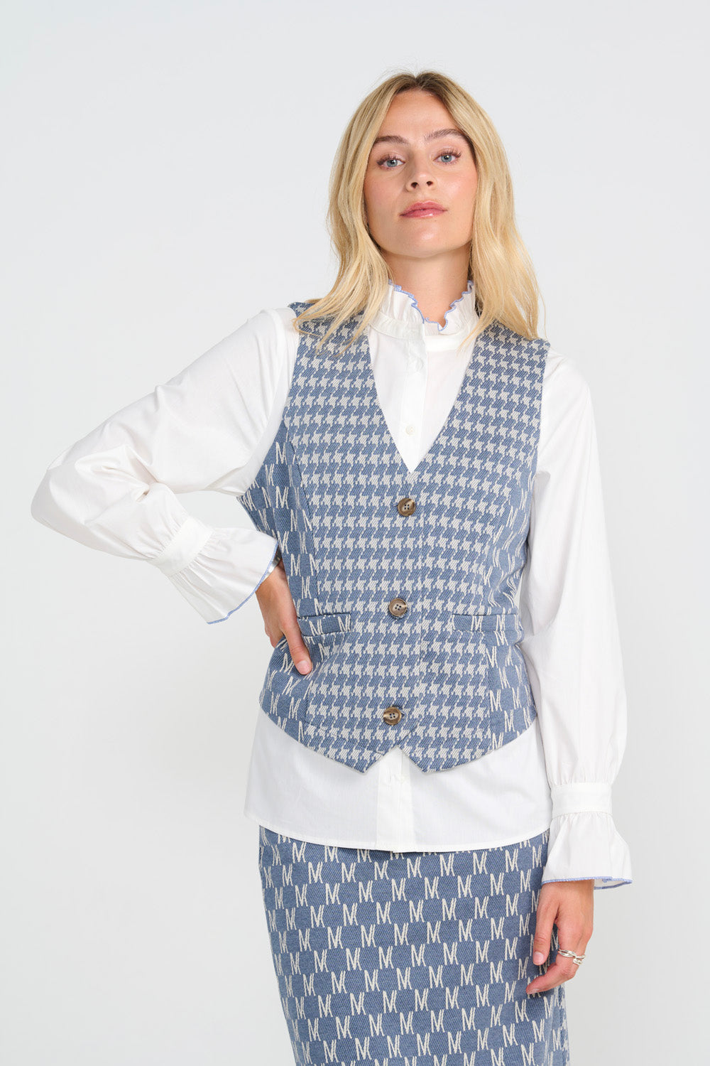 Watson Vest - Denim Letters