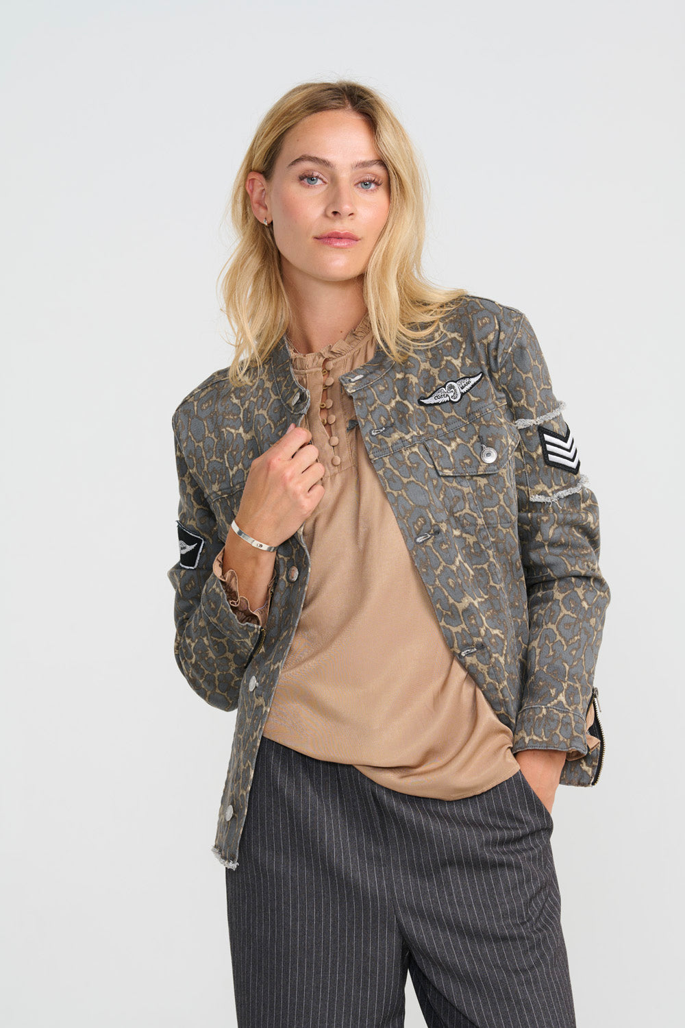 Foxy Leopard Jacket - Grey Leo