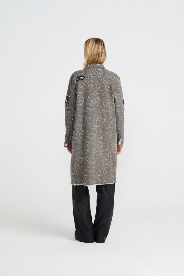 Foxy Leopard Long Jacket - Grey Leo
