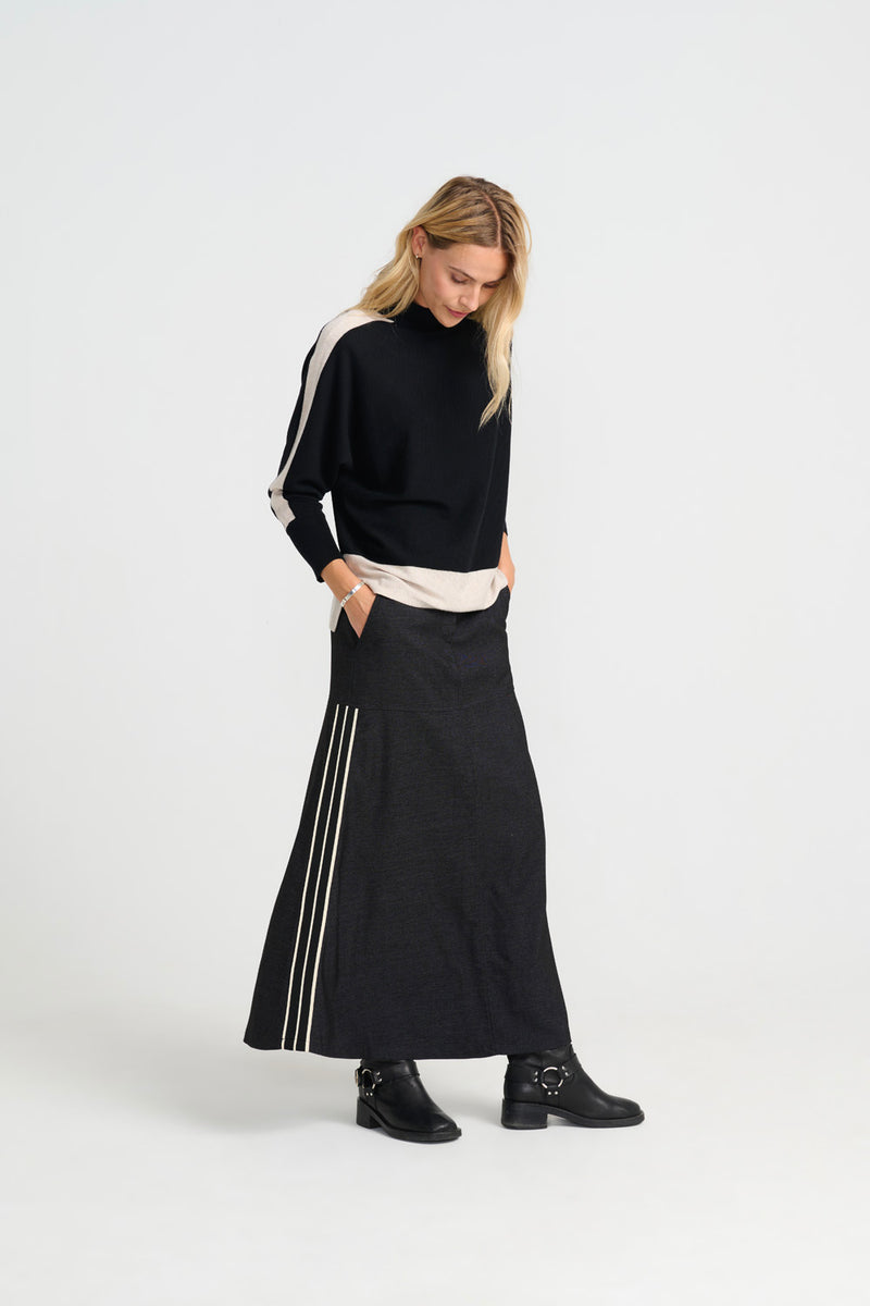 Madonna Skirt - Black Stripe
