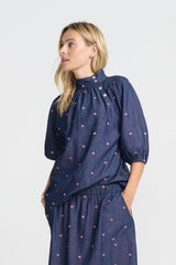 Tatum Blouse - Denim Heart