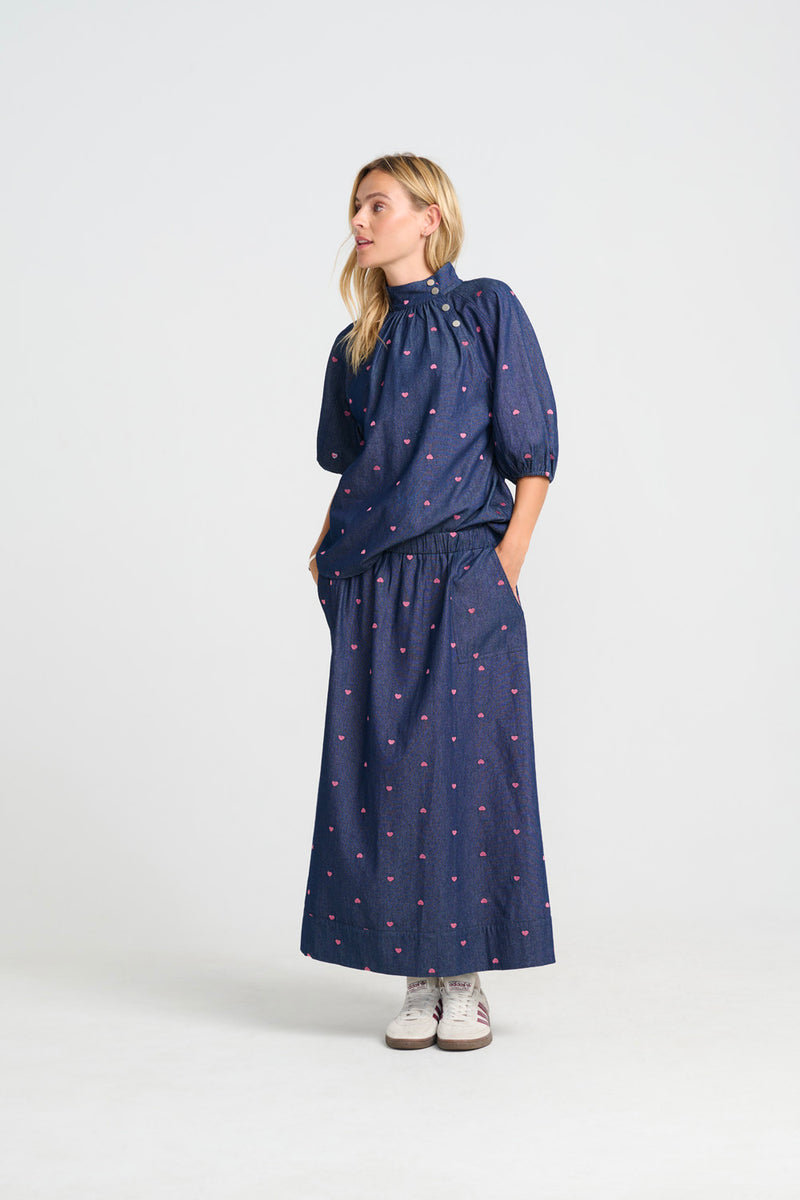 Tatum Skirt - Denim Heart