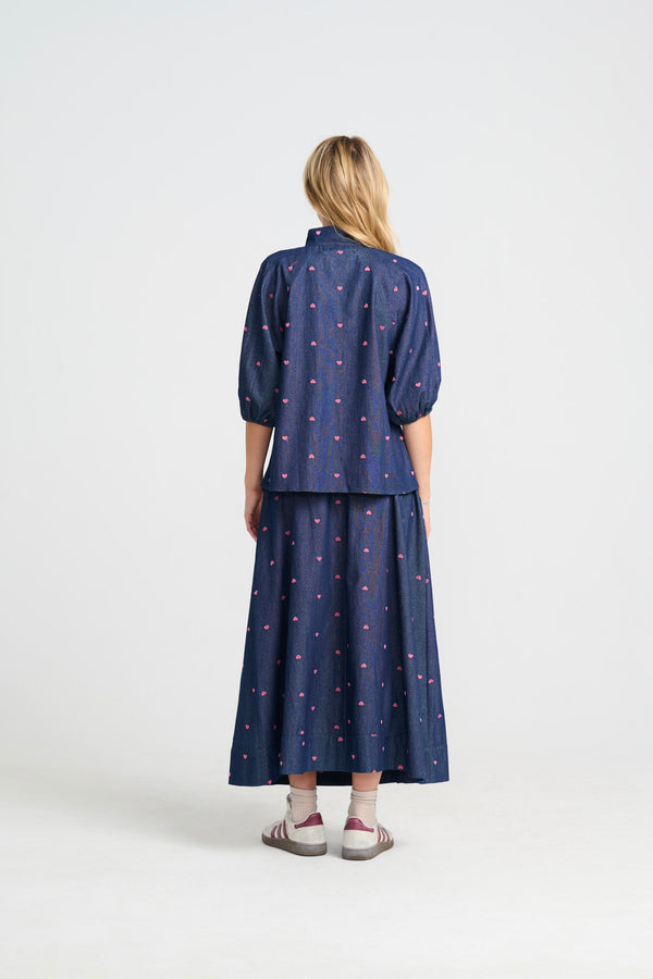 Tatum Blouse - Denim Heart