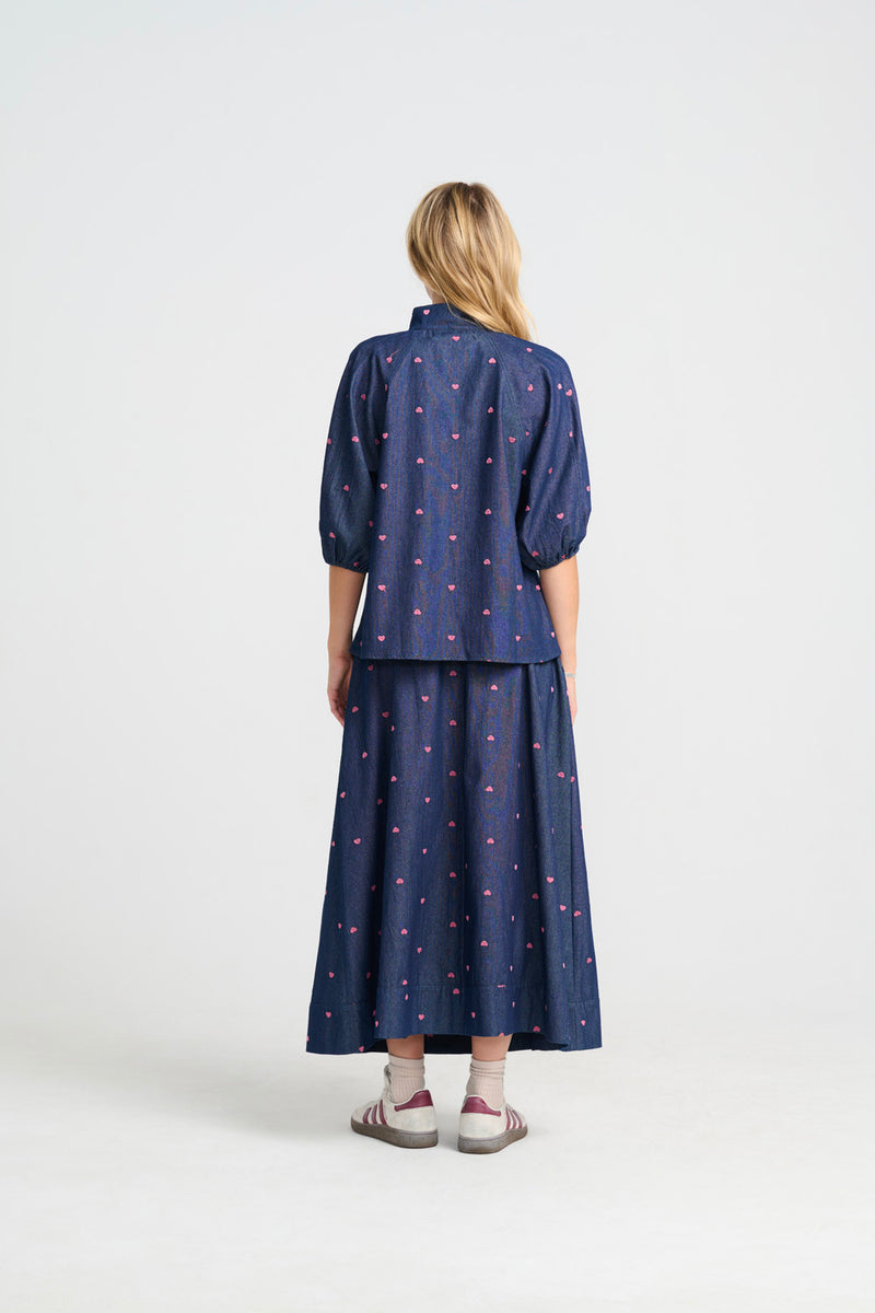 Tatum Blouse - Denim Heart