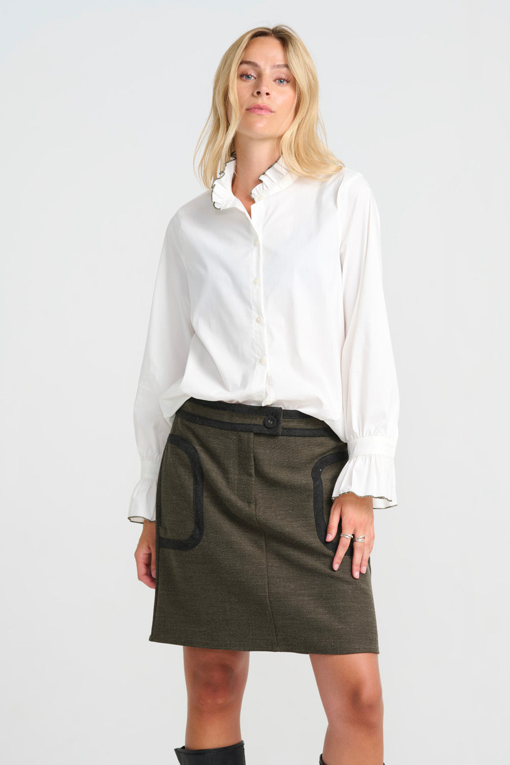 Liam Shirt - Whisper White W/Army