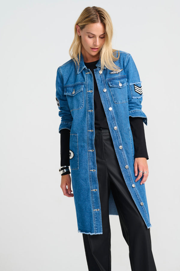 Foxy Long Jacket - Denim blue
