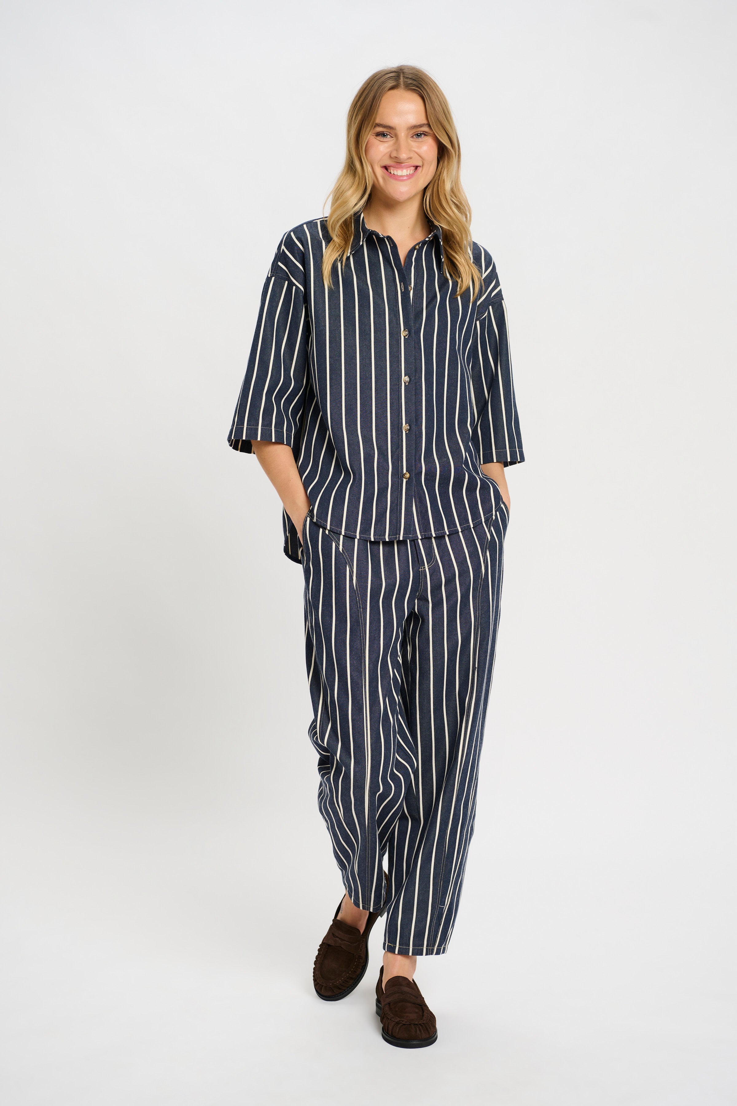 Milli Pants - Blue/White Stripe Denim