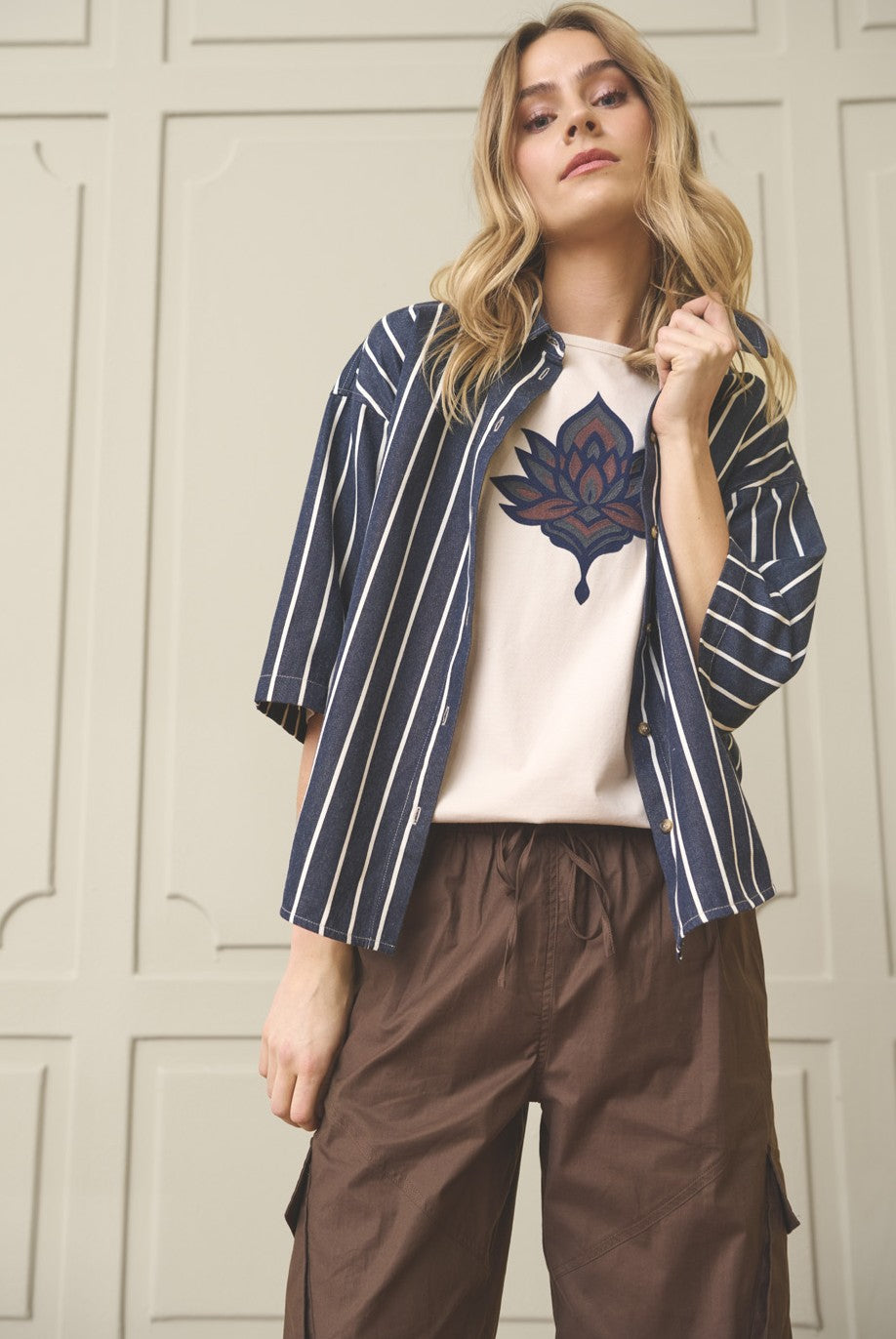 Milli Shirt - Blue/White Stripe Denim