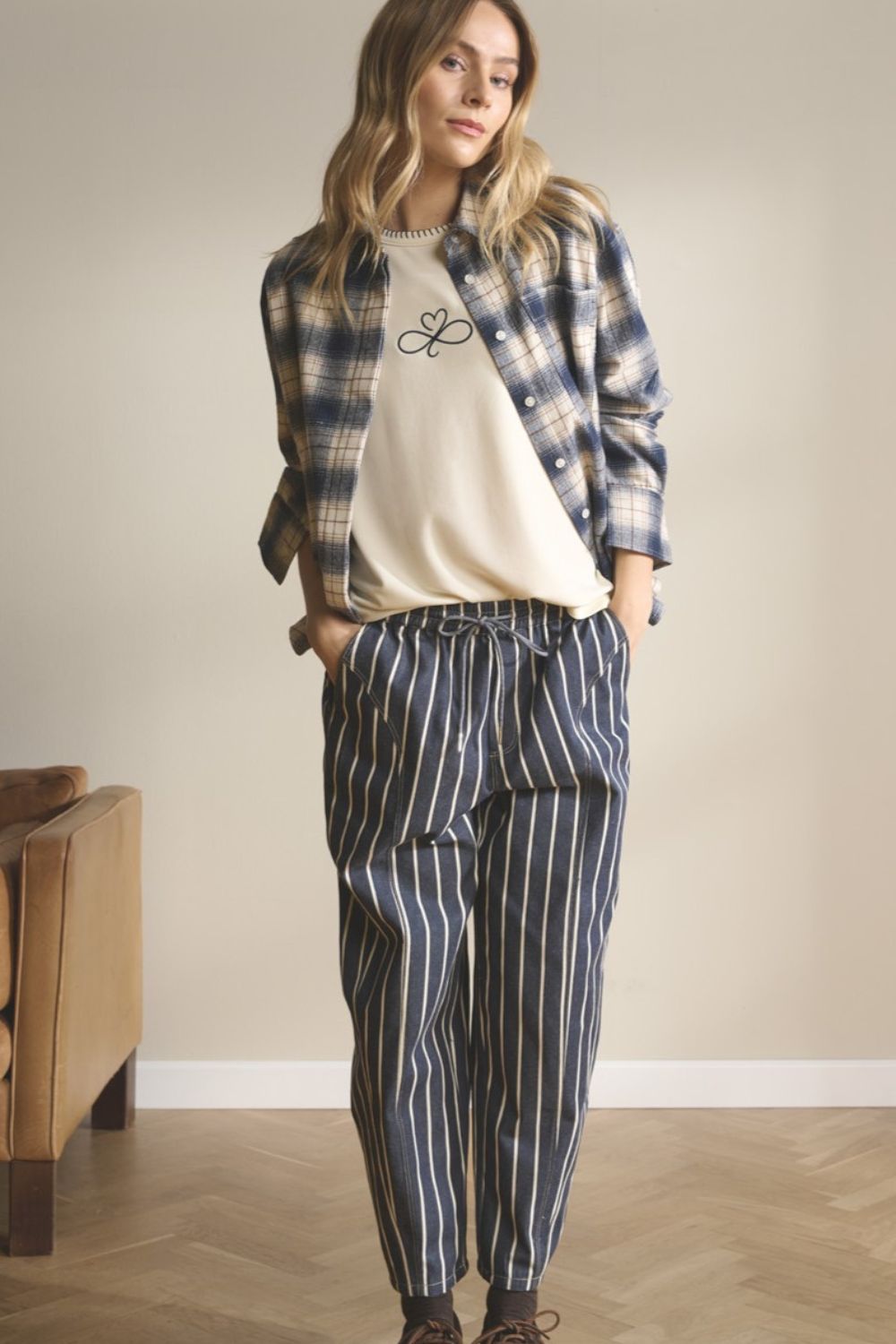 Milli Pants - Blue/White Stripe Denim
