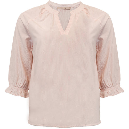 Addie Blouse - Pink/White Small Stripes