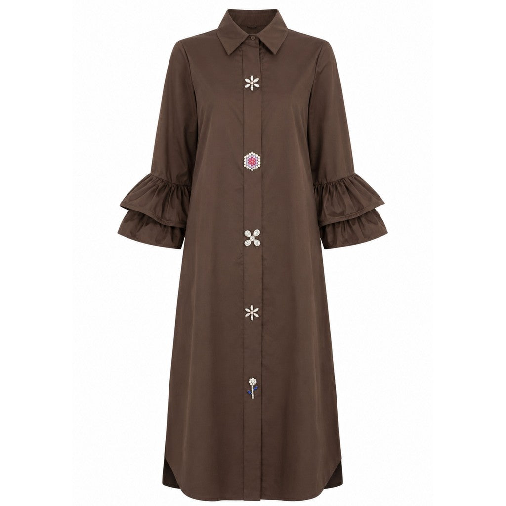 Costamani Amina Long Shirt Shirts Choco