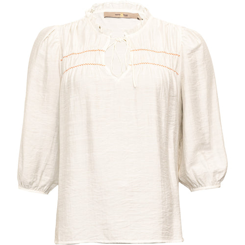 Barbel Blouse - Whisper White/Coral