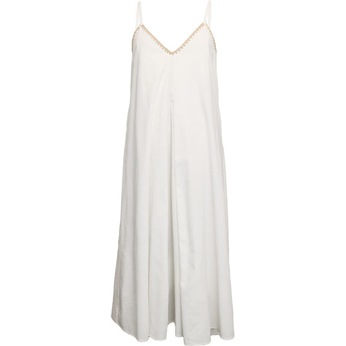 Beckie Strap Dress - White W/Sand