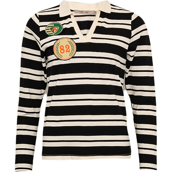 Costamani Bendtner Stripe Polo Blouse Black Stripe