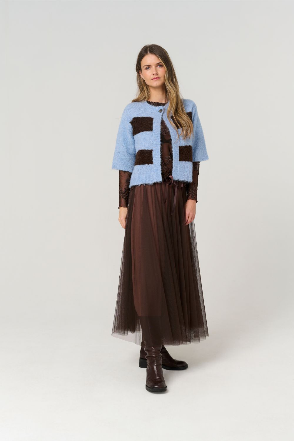Costamani Cassie Cardigan Knits Blue / Choco