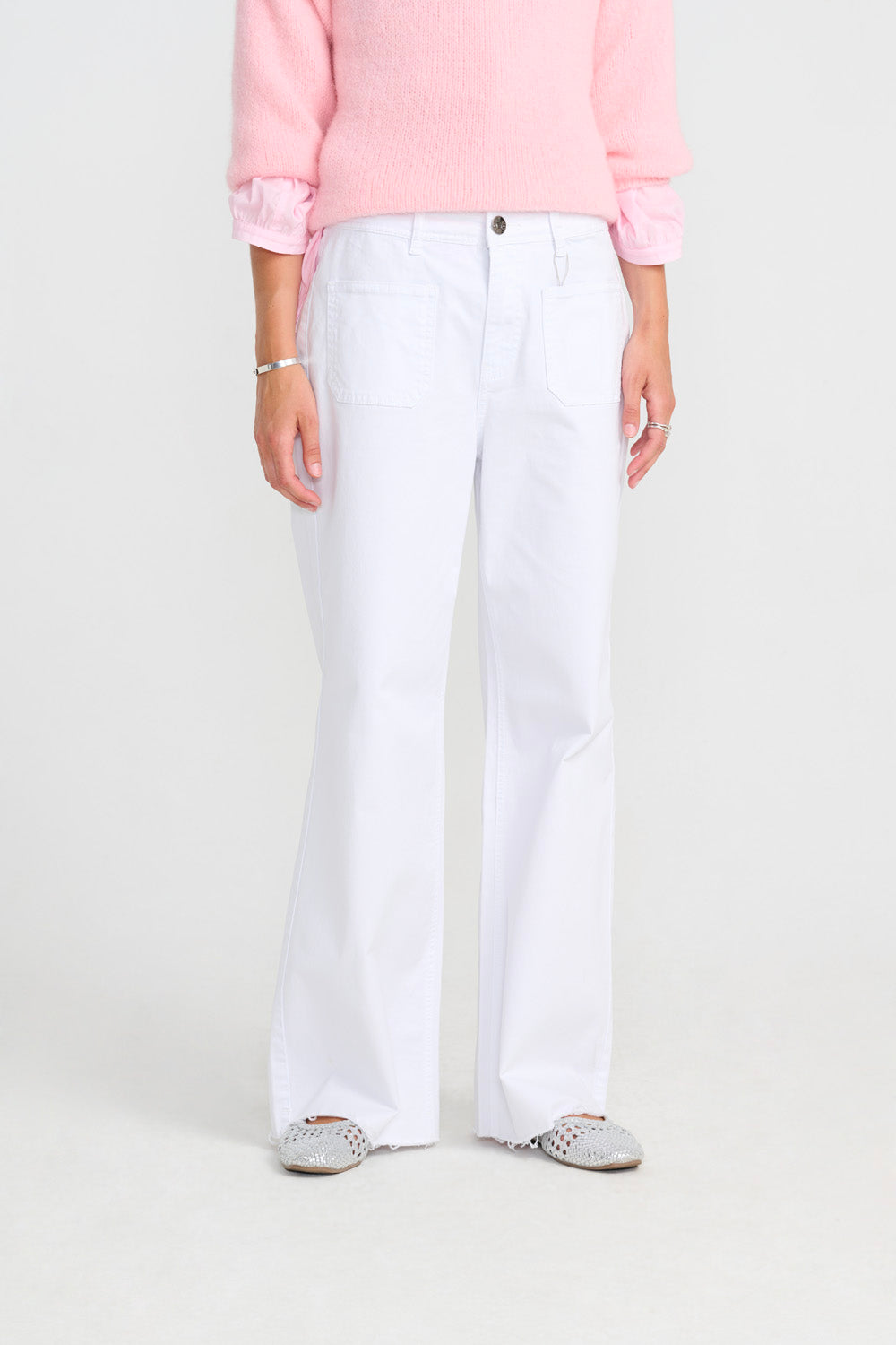 Costamani Coss Solid Pants Jeans White