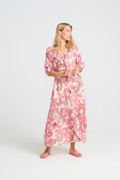Daffodil Long Dress - Pink flower
