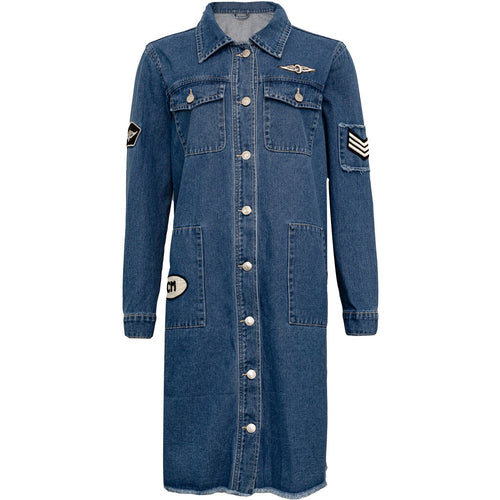 Foxy Denim Long Jacket - Denim blue