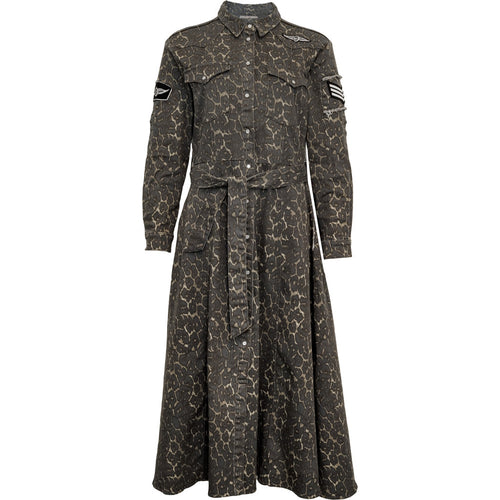 Foxy Leopard Long Dress - Grey