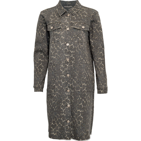 Costamani Foxy Leopard Solid Long Jacket Jacket Grey Leo