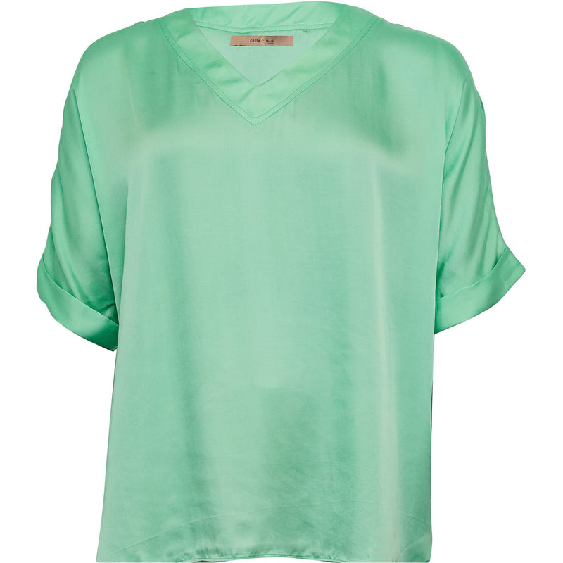 Costamani Mille ss Solid Blouse Blouse Aqua
