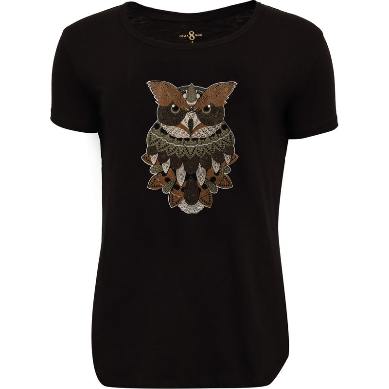 Costamani Owl Tee T-shirts Black W/Army Mix