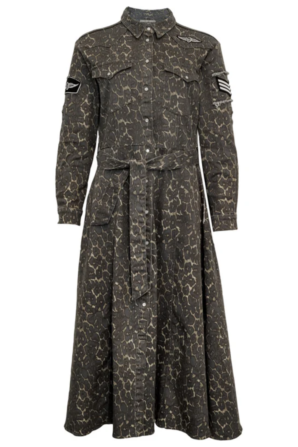 Foxy Leopard Long Dress - Grey