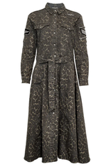 Foxy Leopard Long Dress - Grey