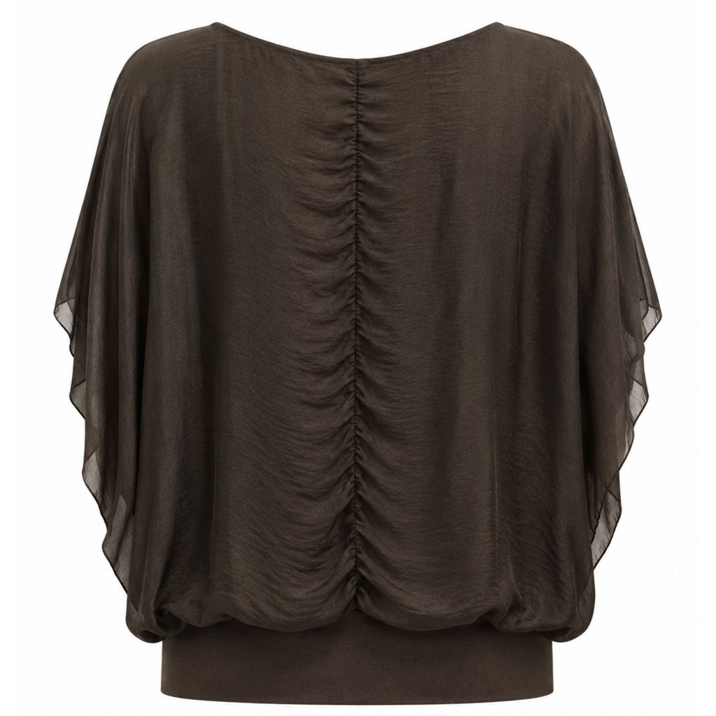 Costamani Silky ss Blouse Blouse Choco