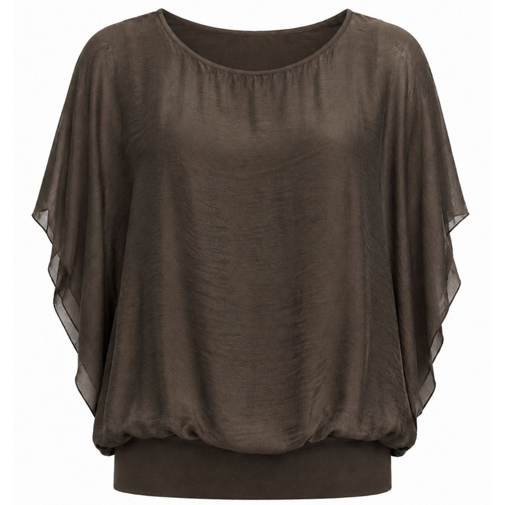 Costamani Silky ss Blouse Blouse Choco