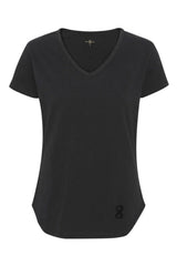 T-shirt med logotyp och v-ringning - Svart