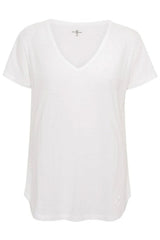 T-shirt med logotyp och v-ringning - Vit