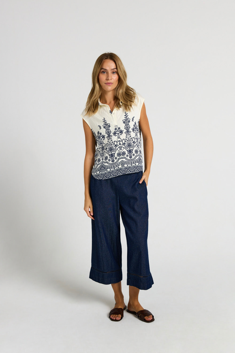 Costamani Wishi Top Tops Sea Blue Flower