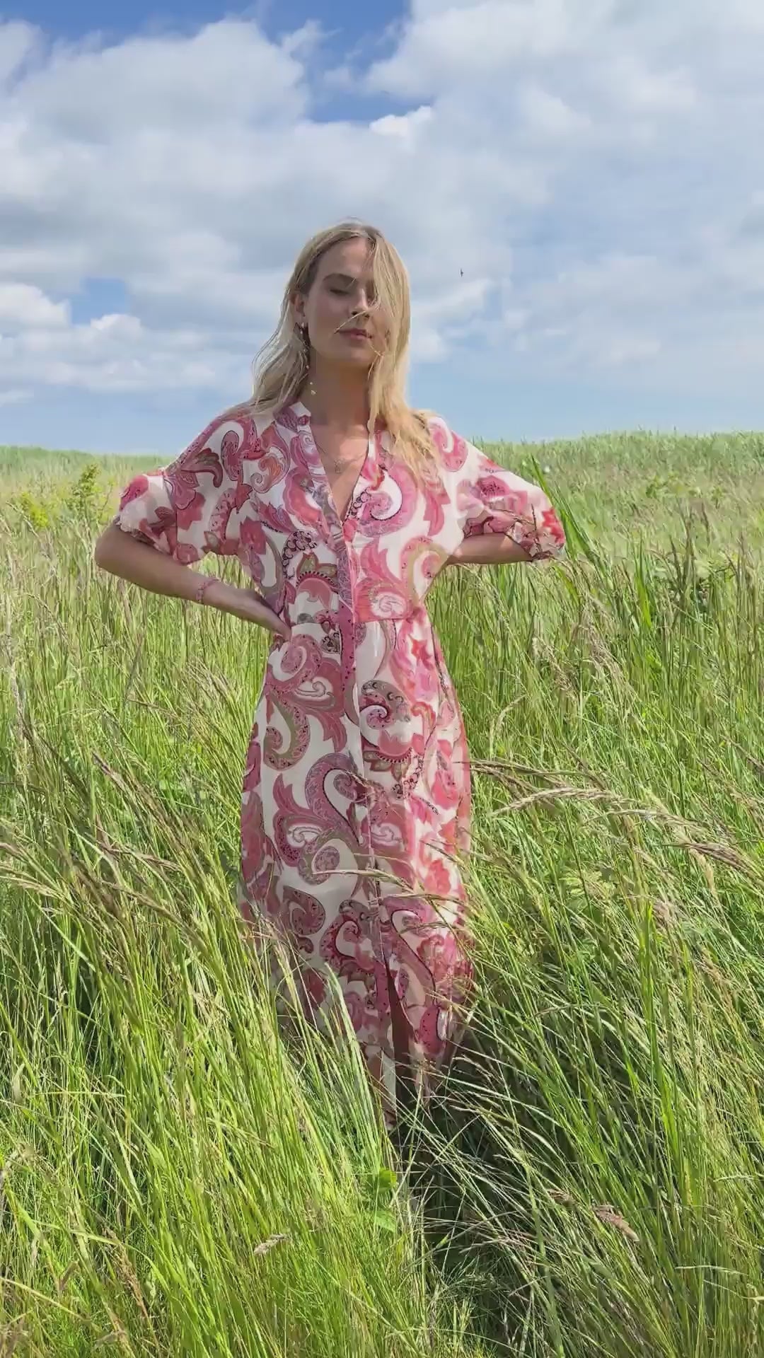 Daffodil Long Dress - Pink flower
