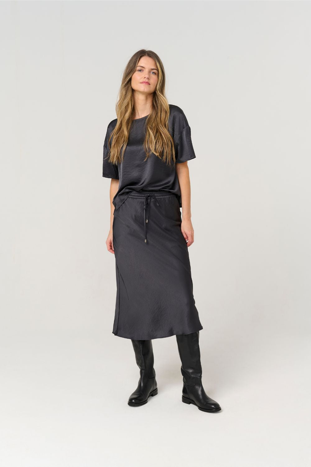 Clip S/S Blouse - Dark grey